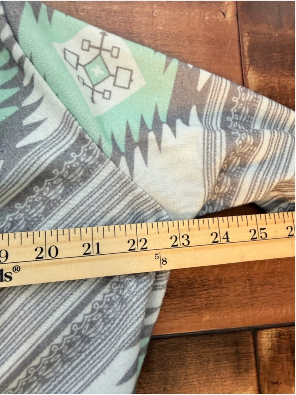 Southwestern Aztec Mint Gray Draped Open Front Cardigan - Picture 6 of 7